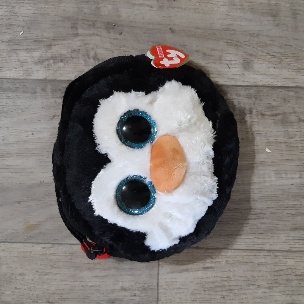 Ty Penguin Plush Bag round purse adjustable strap